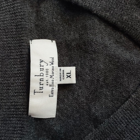 Turnbury Dark Gray Luxe Extra fine Merino Wool Preppy Sweater Vest Neutral Sz.XL - Picture 7 of 9